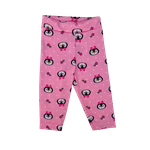 Conjunto bebê blusa branca pinguim e calça legging rosa estampada 