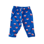 Conjunto bebê camiseta branca raposa e calça azul estampada 
