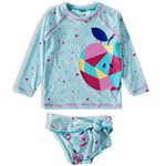 Conjunto praia azul maçã geométrica Tip Top UV50+