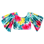 Biquíni cropped turquesa floral Tip Top UV50+