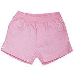 Conjunto batinha listras azul bebê e short sarja rosa Sonho Mágico