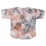 Conjunto camisa off white folhagem e bermuda linho natural Sonho Mágico