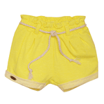 Conjunto bebê blusa natural flores e short amarelo Sonho Mágico