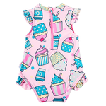 Maiô bebê rosa claro cupcake Tip Top UV50+