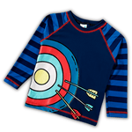 Camiseta manga longa praia azul marinho listras arco e flecha Tip Top UV50+ 