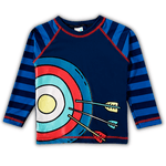 Camiseta manga longa praia azul marinho listras arco e flecha Tip Top UV50+ 