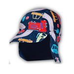 Trio praia bebê camiseta azul sunga e boné veículos Tip Top UV50+