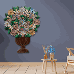 Painel Ânfora de Flores Coloridas - Metal e Madeira 123 x 95 CM.