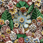 Painel Ânfora de Flores Coloridas - Metal e Madeira 123 x 95 CM.