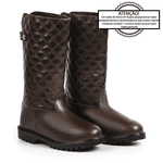 Bota Feminina Frio Intenso - Couro, Metalassê e Lã - Impermeável a Neve - Copenhage Marrom