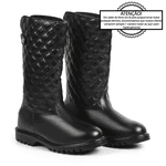 Bota Feminina Frio Intenso - Couro, Metalassê e Lã - Impermeável a Neve - Copenhage Preta