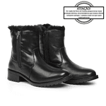 Bota Feminina de Inverno - Impermeável a Neve, com Lã e Couro - Siena Preta