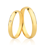 Par de Alianças Anatômicas em Ouro 18K com Diamante - 3mm