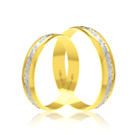 Par de Alianças de Bodas em Ouro 18K - Trabalhado com Ródio 4,0mm