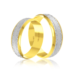 Par de Alianças de Bodas em Ouro 18K - Trabalhado com Ródio 6,0mm