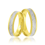 Par de Alianças de Bodas em Ouro 18K - Trabalhado com Ródio 5,0mm
