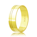 Aliança Chanfrada em Ouro 10K - 5mm com 2 Canaletas