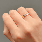Par de Alianças de Bodas em Ouro 18K - Central Trabalhada com Ródio 3,5mm