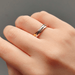 Par de Alianças de Bodas em Ouro 18K - 3 Aros Entrelaçados em Ouro Amarelo, Branco e Rosé
