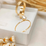 Anel Solitário em Ouro 18K com Pedra de Zircônia