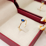 Anel de Formatura Gota em Ouro 18K Pedra Azul