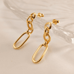 Brinco Argola Oval Pendurada em Ouro 18K
