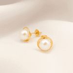 Brinco Pérola Rococó 6mm em Ouro 18K