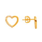 Brinco Coração em Ouro 18K - Metade Cravejada com Zircônias