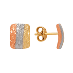 Brinco Chapa Tricolor em Ouro 18K