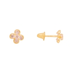 Brinco Infantil Flor de Zircônias em Ouro 18K