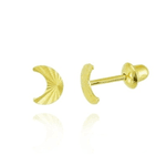 Brinco Infantil Lua Trabalhada em Ouro 18K