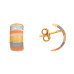 Brinco Chapa Abaulada Tricolor 7 Travas Acetinadas em Ouro 18K