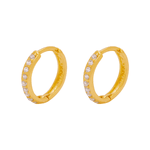 Brinco de Argola em Ouro 18K e Pedras de Zircônia