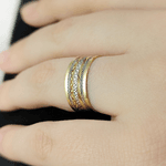 Anel Bicolor Sete Fios em Ouro 18K