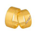 Par de Alianças com Diamantes em Ouro 18K