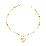 Pulseira Groumet Batido com Coração em Ouro 10K