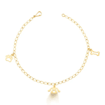 Pulseira Groumet Batido em Ouro 10K - Cão, Osso e Patinha