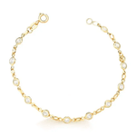 Pulseira Elo Alternado com Zircônias em Ouro 10K