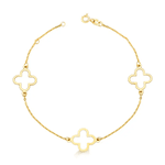 Pulseira Bailarina com Trevos em Ouro 10K
