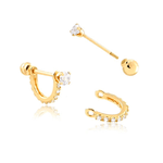 Piercing Argola em Ouro 18K com Zircônias - Helix
