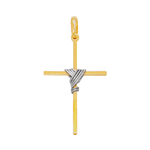 Pingente Cruz em Ouro 18K - Palito com Fio Rodinado Enrolado