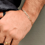 Pulseira Groumet 3x1 Achatada em Ouro 18K - 22cm