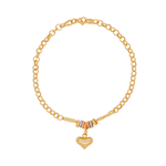 Pulseira Portuguesa com Pingente Coração Ouro 18k