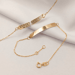 Pulseira Infantil Chapa Lisa - Oração Santo Anjo em Ouro 18K