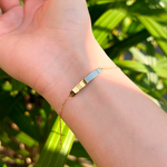 Pulseira Infantil Chapa Lisa - Oração Santo Anjo em Ouro 18K