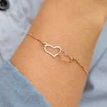 Pulseira Veneziana 2 corações em Ouro 18K