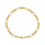 Pulseira Groumet 3x1 Achatada em Ouro 18K - 22cm