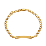 Pulseira Infantil em Ouro 18K Elo Groumet Placa Lisa