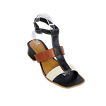 Sandália em Couro Legítimo Preto / OFF WHITE / TERRACOTA - 21150
