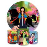 Capa Painel + Trio Capas Cilindros Sublimados Tema Mulan 1432